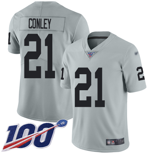 Men Oakland Raiders Limited Silver Gareon Conley Jersey NFL Football #21 100th Season Inverted Jersey->oakland raiders->NFL Jersey